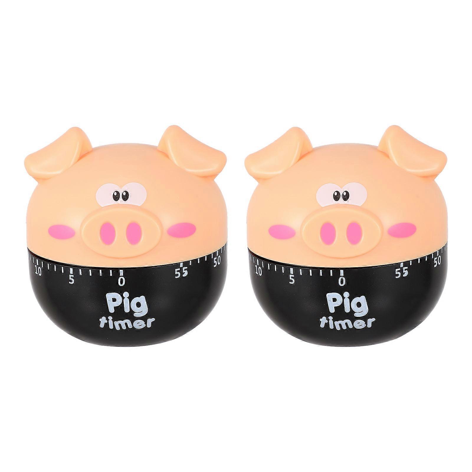 2pcs Kitchen Mechanical Timer Cartoon Piglet Timer Cooking Reminder Mechanical Timing Devices