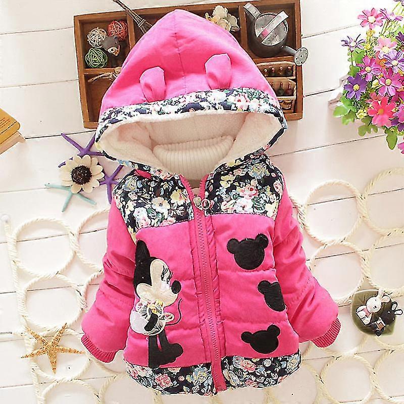 Kid Girl Minnie Padded Coat Hooded Puffer Jacket Winter Warm Outerwear