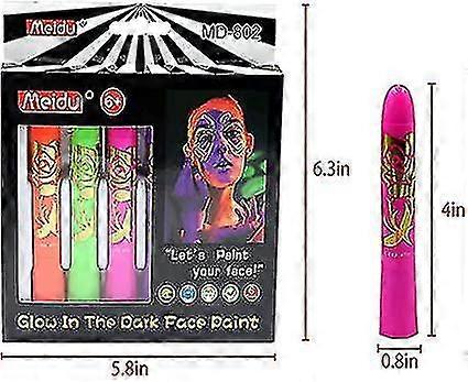 Neon Glow In The Dark Face Paint Crayons, Uv Body Black Light Glow Makeup Sticks Markers For Mardi Gras Masquerades