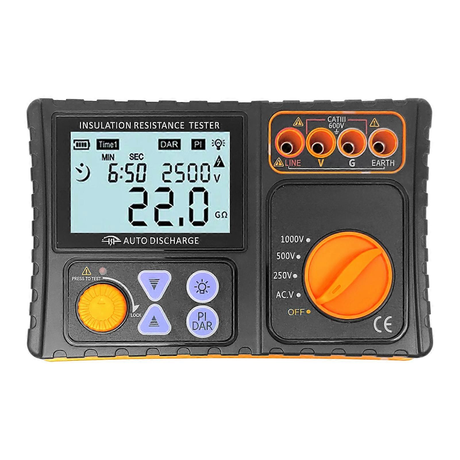 Insulation Resistance Tester 250V/500V/1000V High Definition LCD Display Resistance Meter for Electrical Equipment Testing