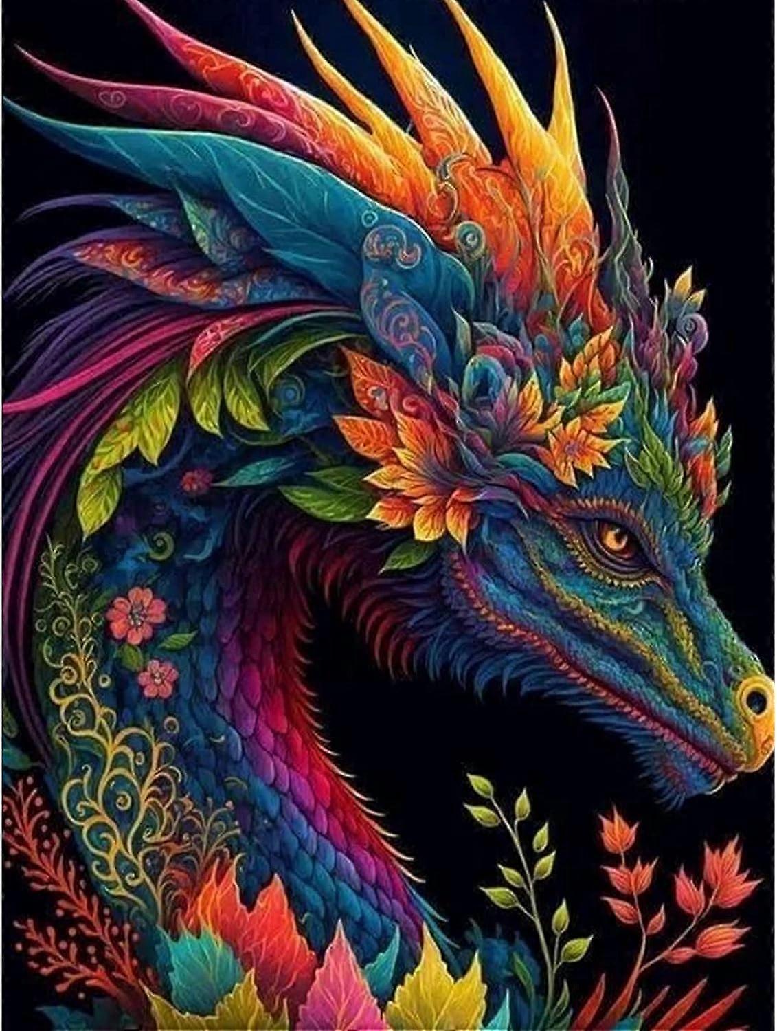 5D diamantmaleri 30x40cm farget drage B