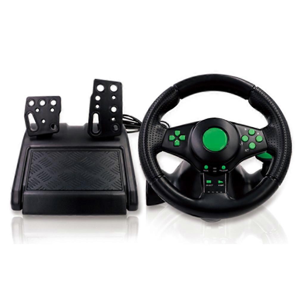 Gaming Steering Wheel with Pedals 180 Degree Rotation Vibration USB PC Steering Wheel for XB360/for PS3/for PS2/PC