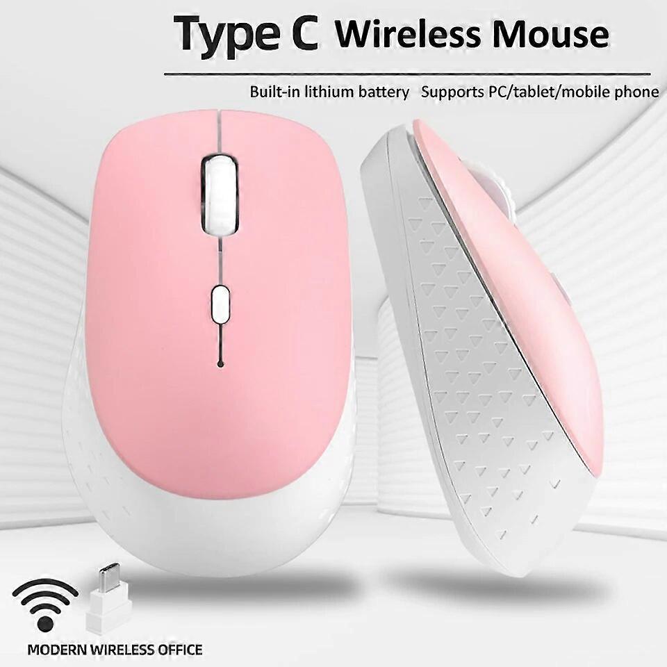 HKXA Type C Wireless Mouse Rechargeable Silent Click Ergonomic Mouse 3 DPI Adjustable with USB Adapter for Laptop PC Macbook Mice & Trackballs