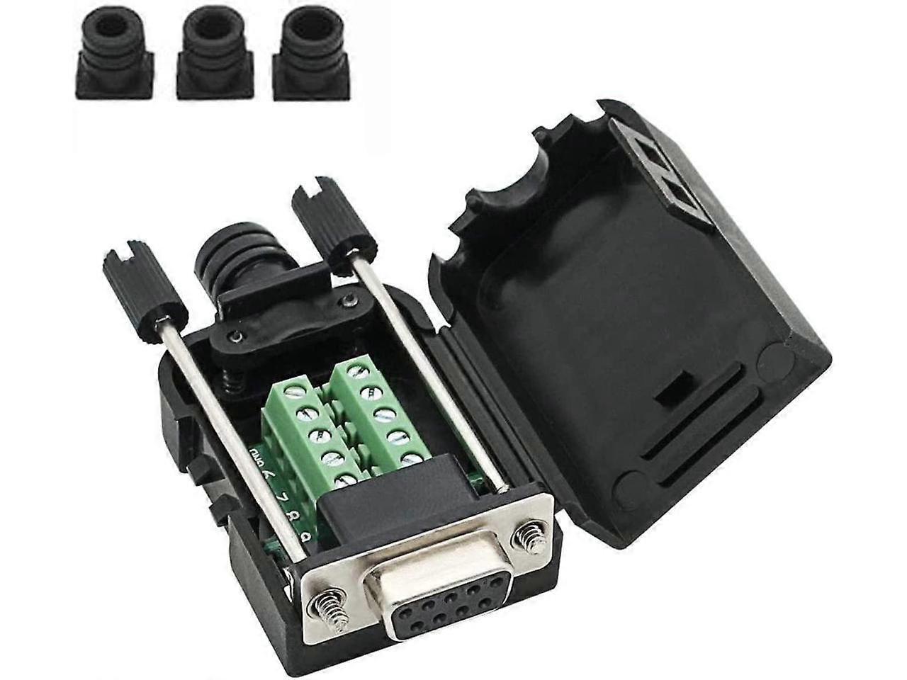 DB9 Breakout Connector to Wiring Terminal RS232 D-SUB Male Serial Adapters Port Breakout Board Solder-Free Module with case( Female Serial Adapter)