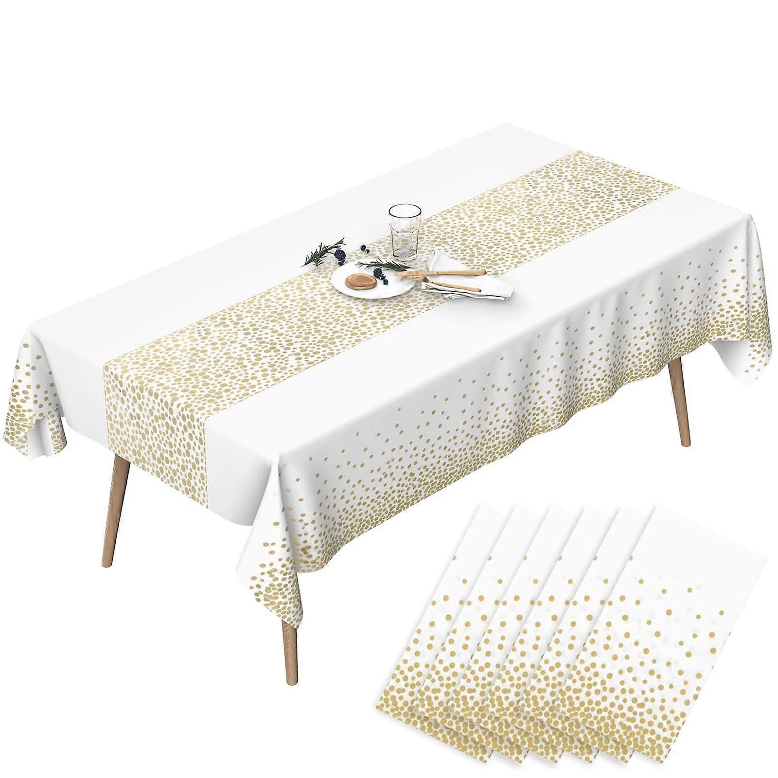 Gold Party Table Cloth, Rectangular Waterproof Party Tablecloth,6pcs