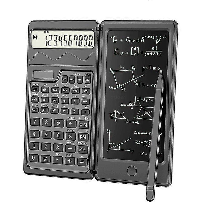 Solar-powered handwriting calculator, foldable and portable scientific function counter