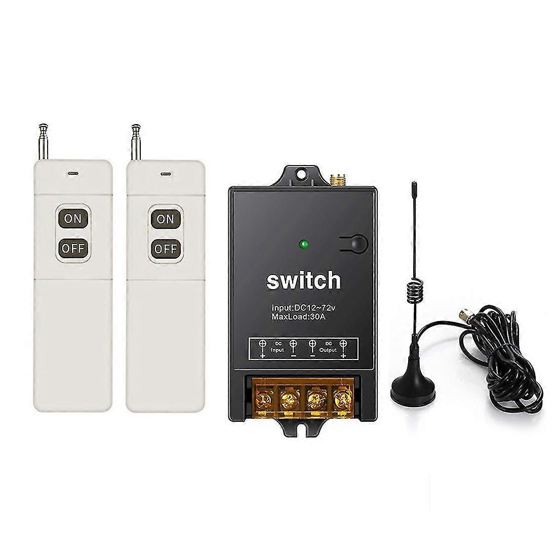 Comutator de telecomandă fără fir, distanță lungă de 3000M, DC 12-72V / 40A releu Comutator RF wireless pentru iluminatul pompei de apă