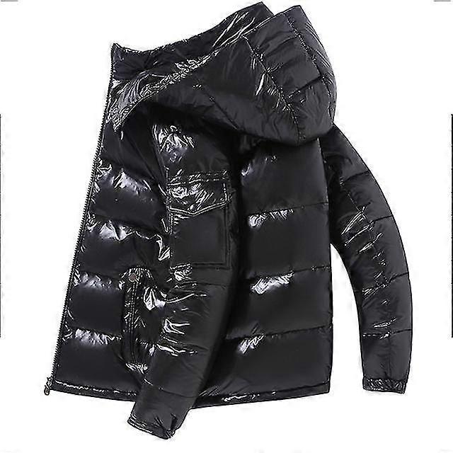 Shiny Down Jacket Men's Winter Jacket Stand Collar Down Jacket With Hood