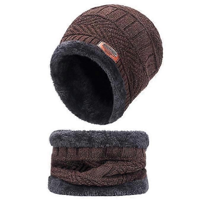 Winter Knit Cap Warm Thickening Plus Velvet Scarf Ski Mask Hat For Men Women