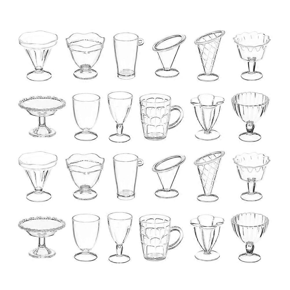 24pcs Miniature Cups Model Mini Mugs Multi-functional Mini Ice Cream Cup Miniatures for Dollhouse