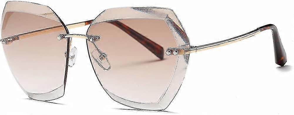 Lunettes de soleil pour femmes Oversized Rimless Diamond Cutting Lens Classic Eyewear Ae0534