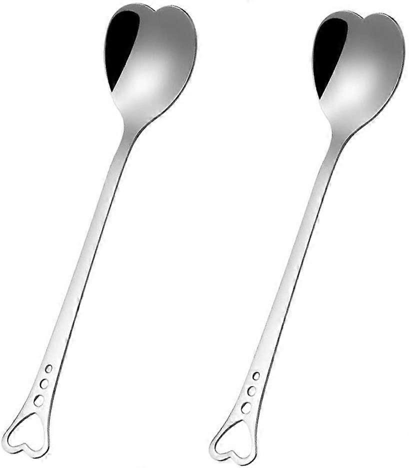 2Pcs Heart Shaped Spoons Love Spoons Stirring Spoon for Coffee