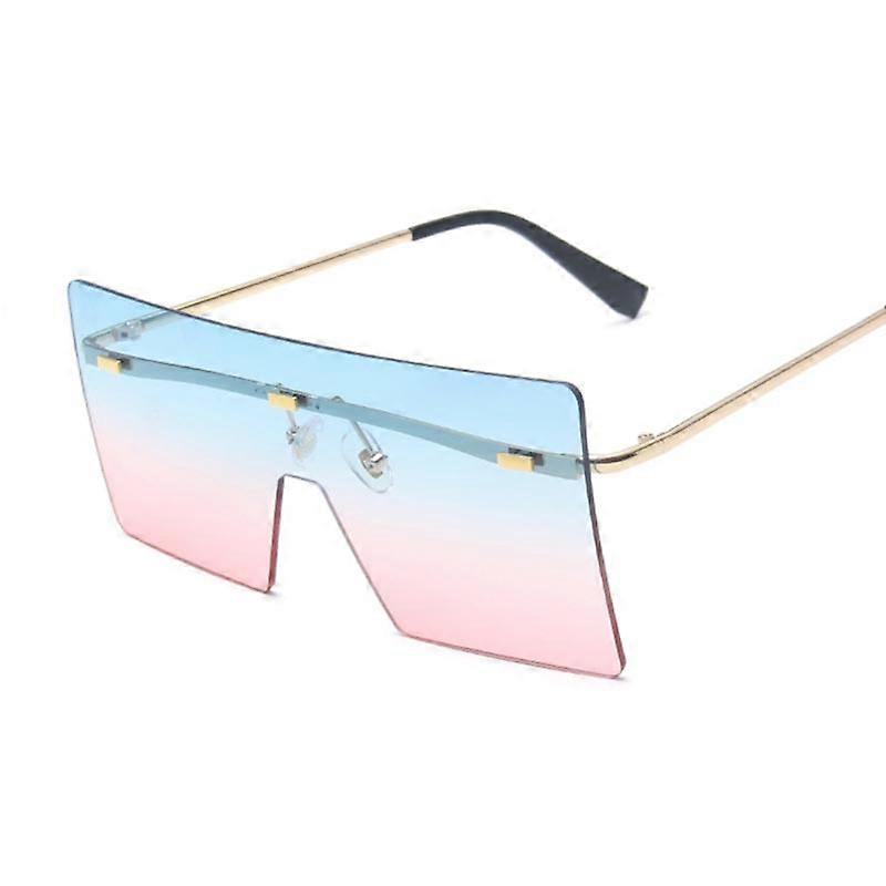 Vintage Square Óculos de Sol Mulher Siamese Oversized Óculos de Sol Para Mulher Luxo Marca Rimless Ocean Lens Big Shades Oculos De Sol