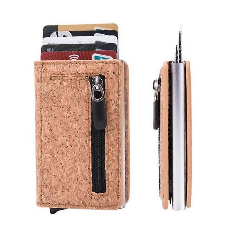 Bycobecy Customized Name Leather Wallet Men Aluminum Case Magnet Card Holder Smart Wallet Anti-theft RFID Blocking Card Holder