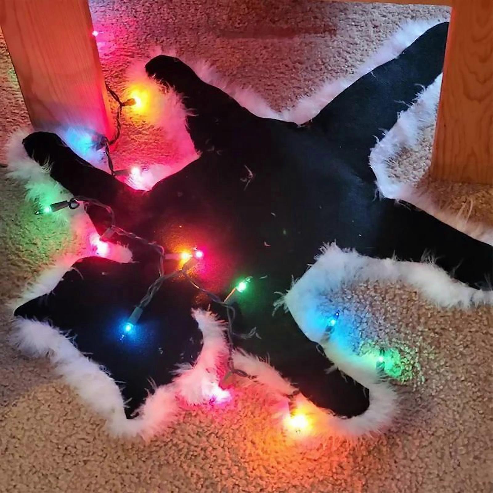 Best discount-Xmas Cute Fried Cat Plush Carpet Floor Mat With Lights 48 * 58cm