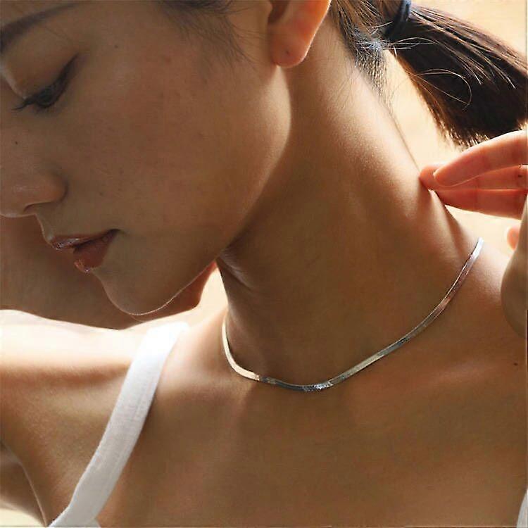 Simple and versatile flat snake bone chain plating short fashion necklace