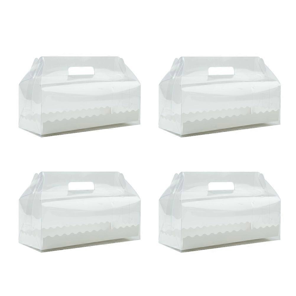 4 Pcs Macaron Containers Cupcake Containers Cake Roll Container Plastic Bread Container Cookie Box Disposable Loaf Container