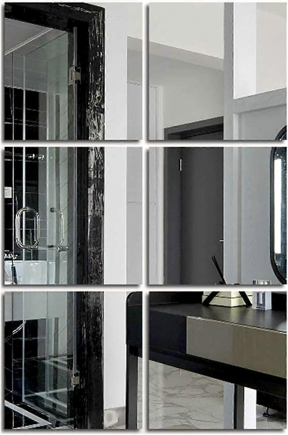 6 Pice Miroir Mural Autocollant Carr Miroirs Adhsifs Carrs Miroir Acrylique Adhsif Amovible Arg