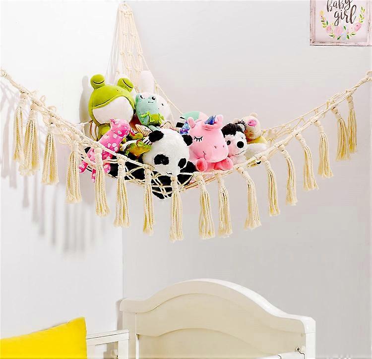 Stuffed Animal Net or Hammock Wall Hanging Net for Stuffed Animal Storage Macrame Toy Display Plush Toy Holder Soft Toy organizer for Nurery Baby Bedr