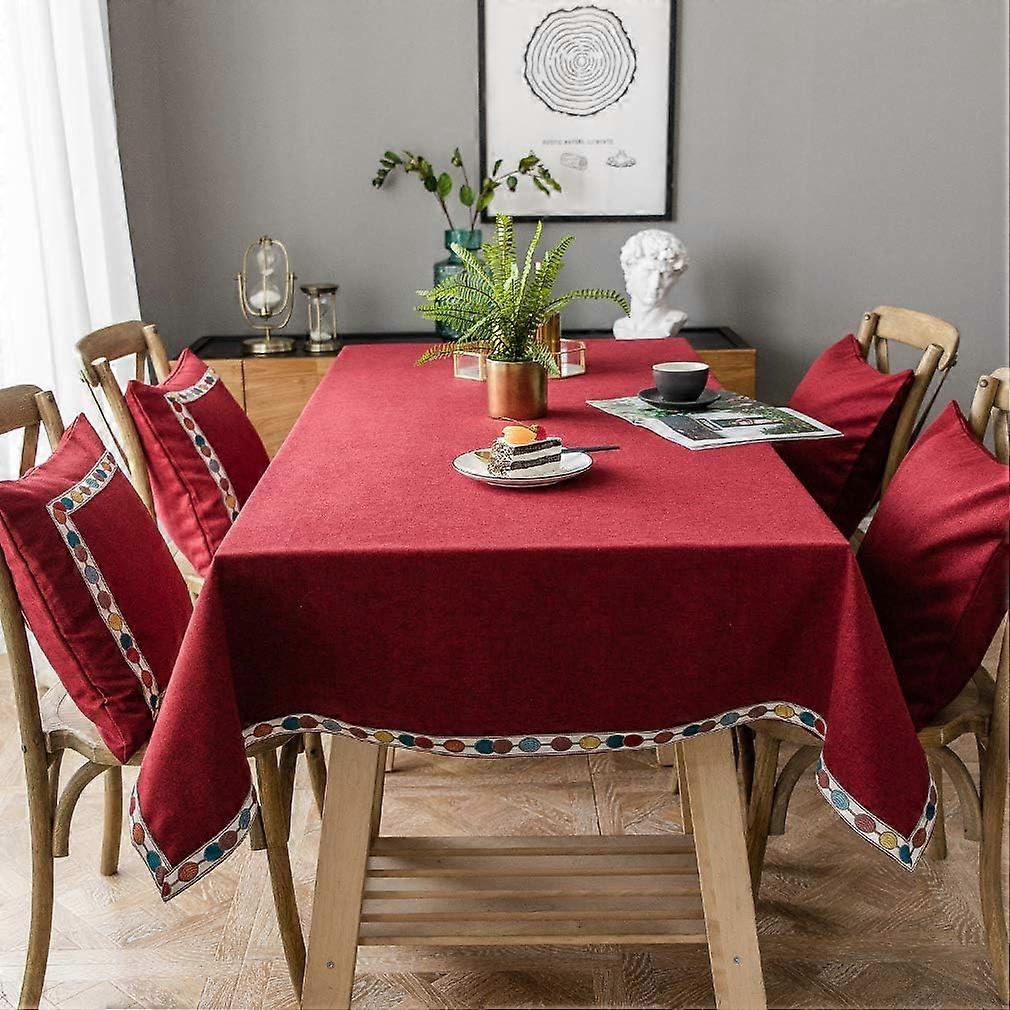 Promotional sales Table Cloth Solid Color Cotton Line Tablecloth Square Table Cloths Wrinkle Free Table Cover Burlap Waterproof Tablecloths for Kitche