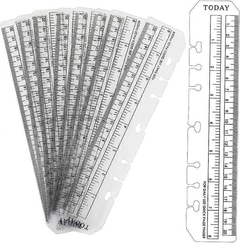10 Pack Clear Ruler Bookmark Plastic Binder Divider A5 Straight Ruler Page Markers Today Planner Page Finders for A5 6 Ring Notebook Binder Refillable