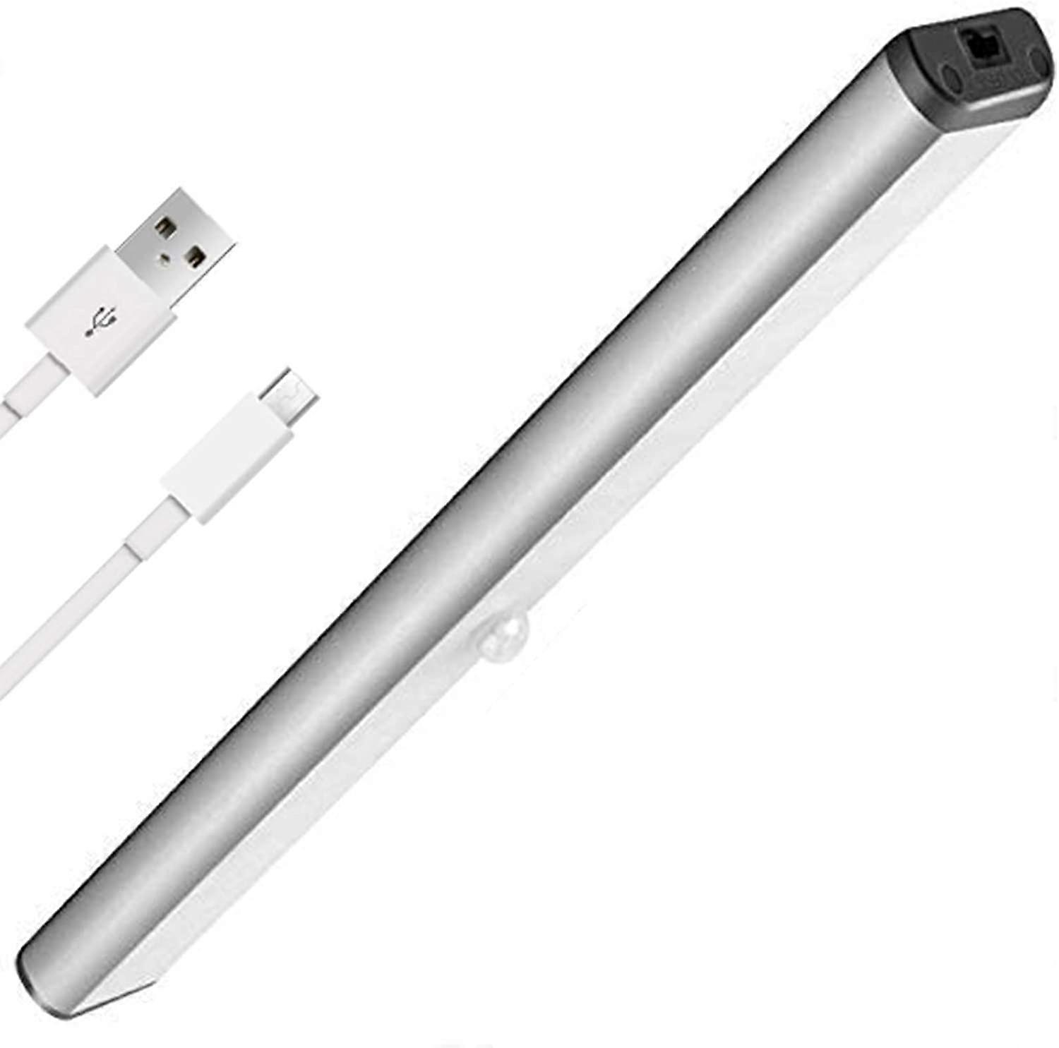 Silver White1Under Cabinet Lights,10 LED Motion Sensor Lights, 850mAH Built-in Lithium Battery Rechargeable LED Lights, 7.48 Inches USB LED Lights,Sti