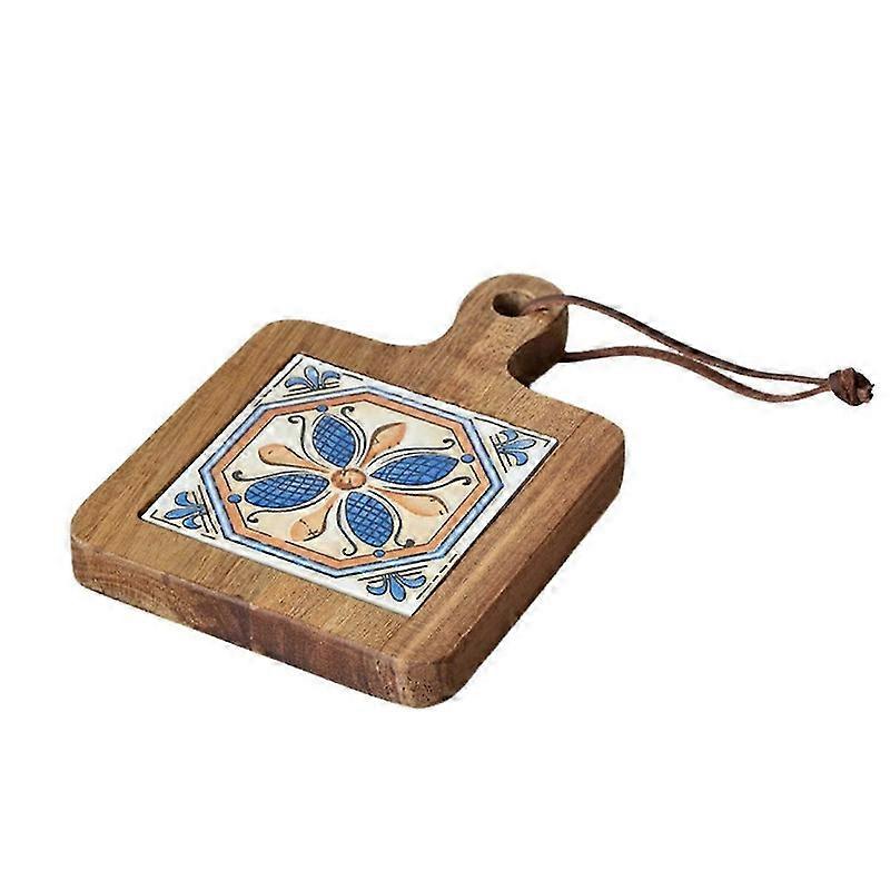 Solid Wood Tile Insulation Pot Mats, Home Retro Placemats, High Temperature Resistant Kitchen Table Mats Coasters A