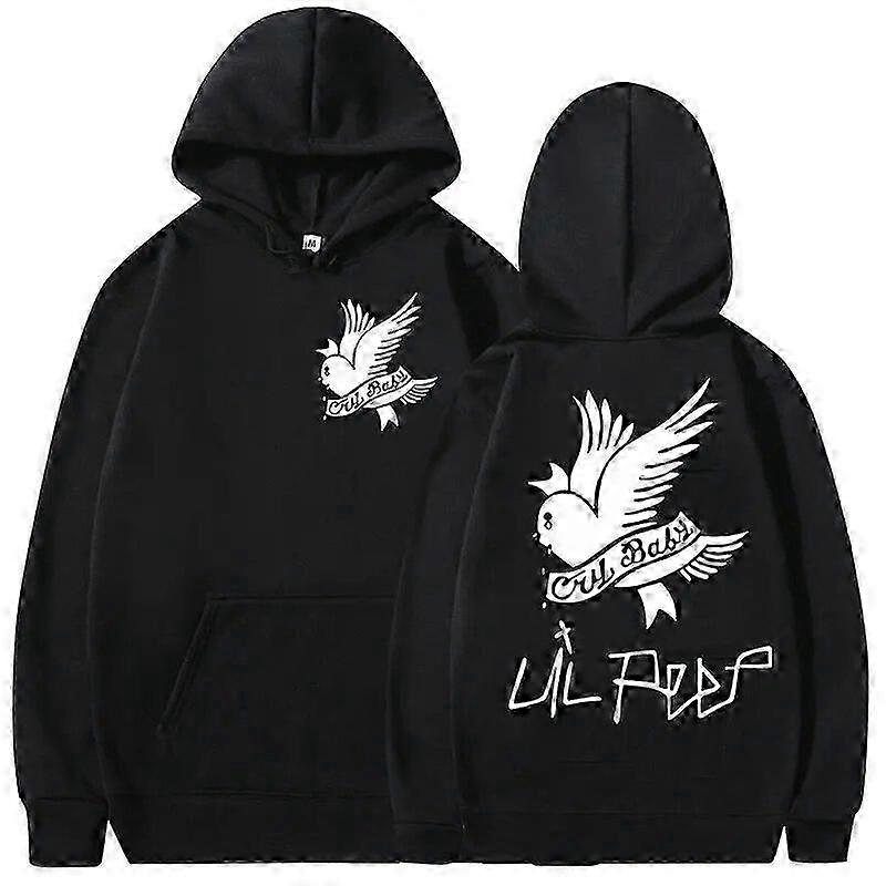 Rapçi Lil Peep Baskı Grafik Hoodie Erkek Kadın Hip Hop Moda Sweatshirt Erkekler Gevşek Büyük Boy Kazak Hoodies Polar Streetwear Siyah