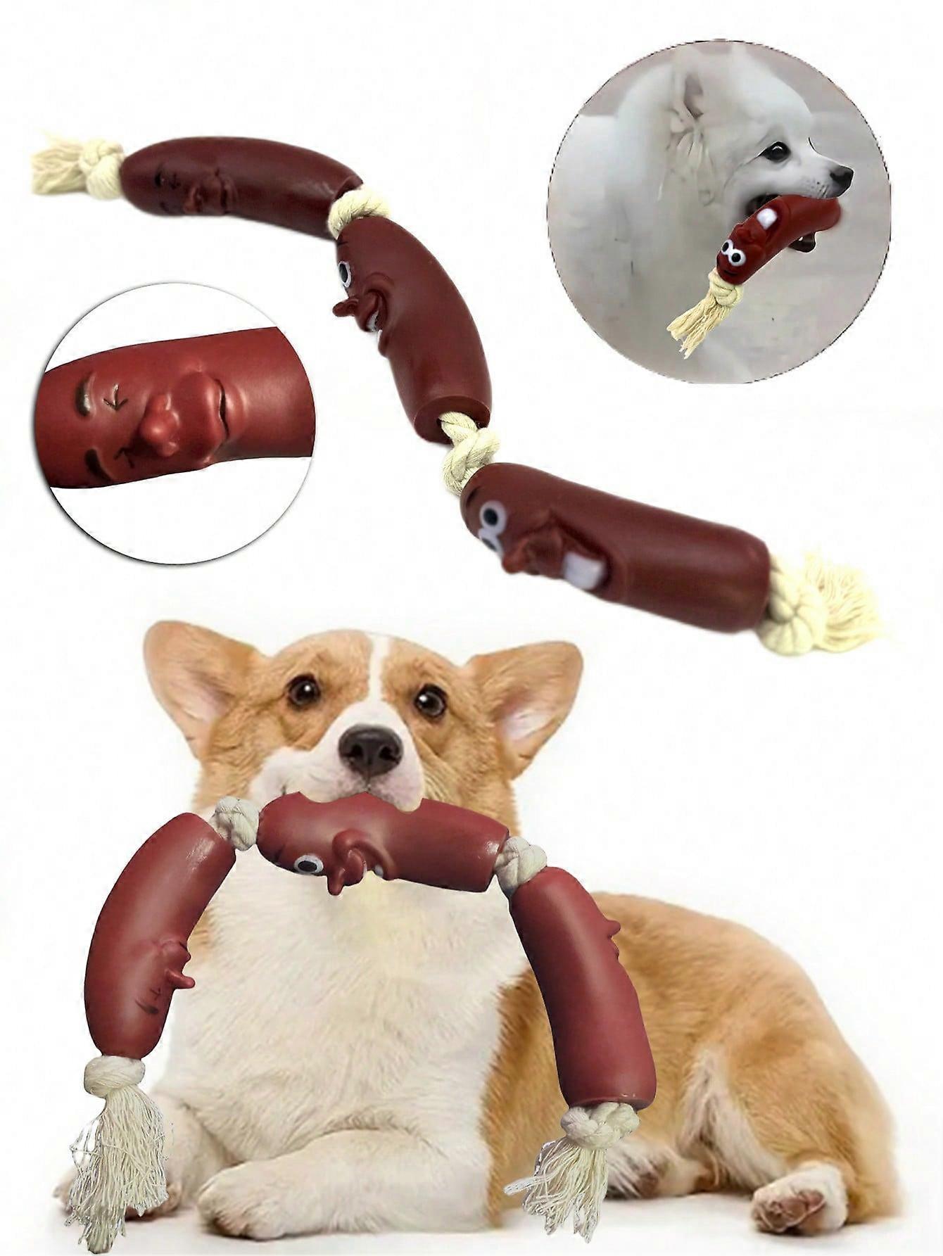 Interactive Sausage Dog Chew Toy - 3-Section Durable PVC Pet Toy For Teeth Cleaning, Bite Resistance, And Playful Engagement Suitable For Small And Me