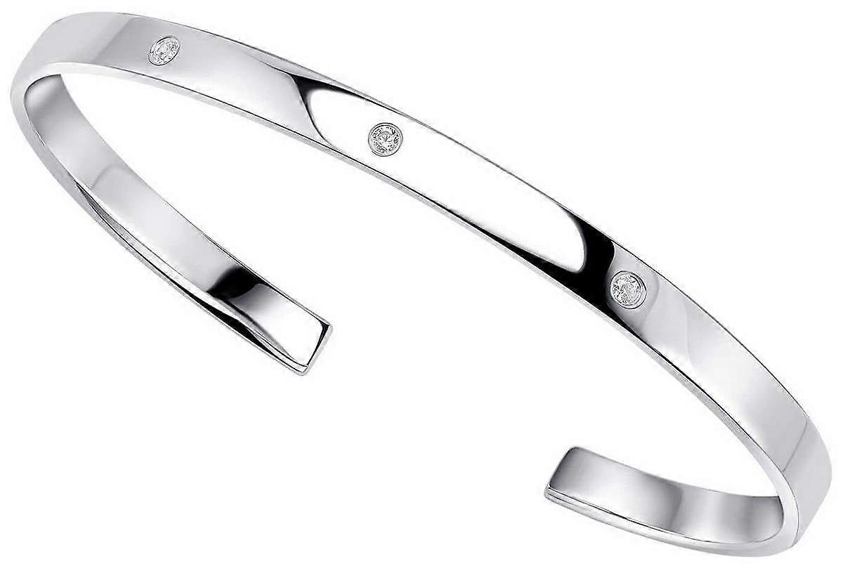 Beginnings Torque CZ Bangle - Silver