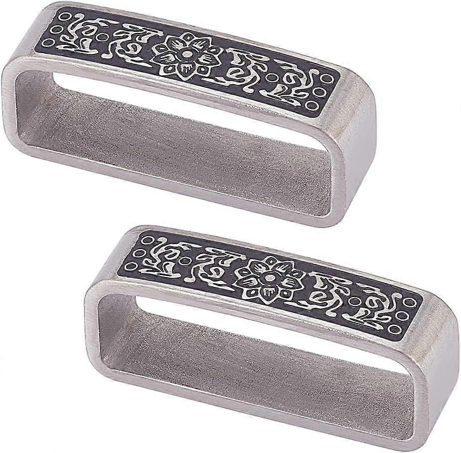 2Pcs Brass Loop Keepers Silver Belt Loop Keepers 10.9x43.7x16.6mm Belt Loop Replacement Buckle Belt Keeper Floral Metal Belt Loop Men's Belt Loop Fits