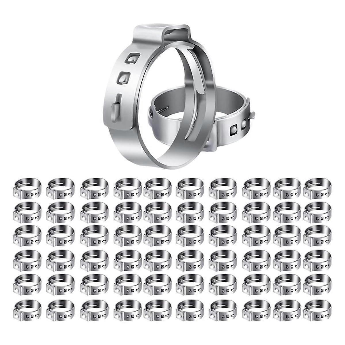 60PCS 3/4 Inch PEX Clamps, Stainless Steel Single Ear Hose Clamps for PEX Pipe Fitting Connections