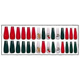 Christmas False Nails Snowflake Stripe Nails Christmas False Nails For Women Girls Style 4