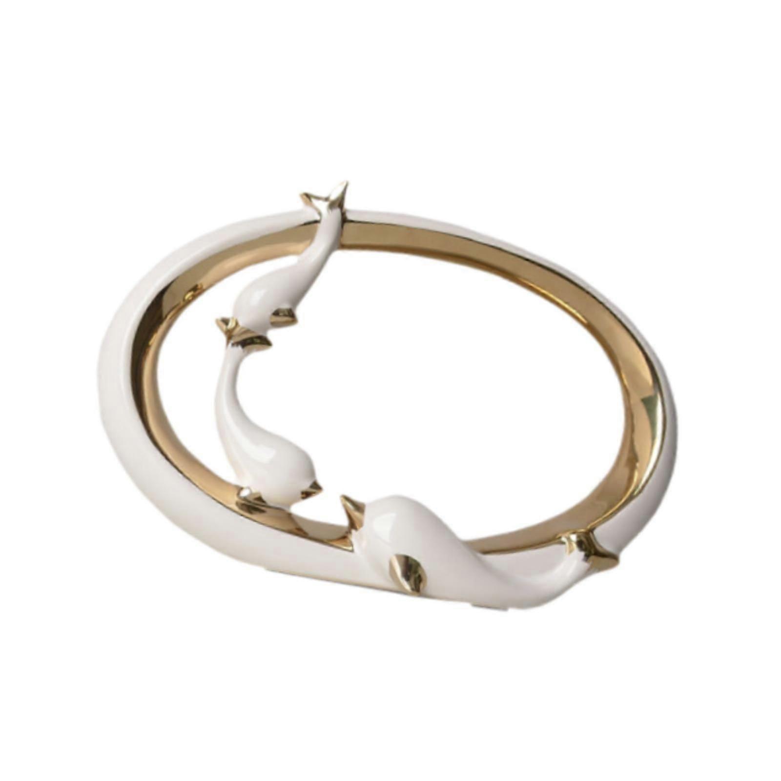 Ceramic Dolphins Statue Desk Collection Tabletop Ornament for Office Desktop Style A