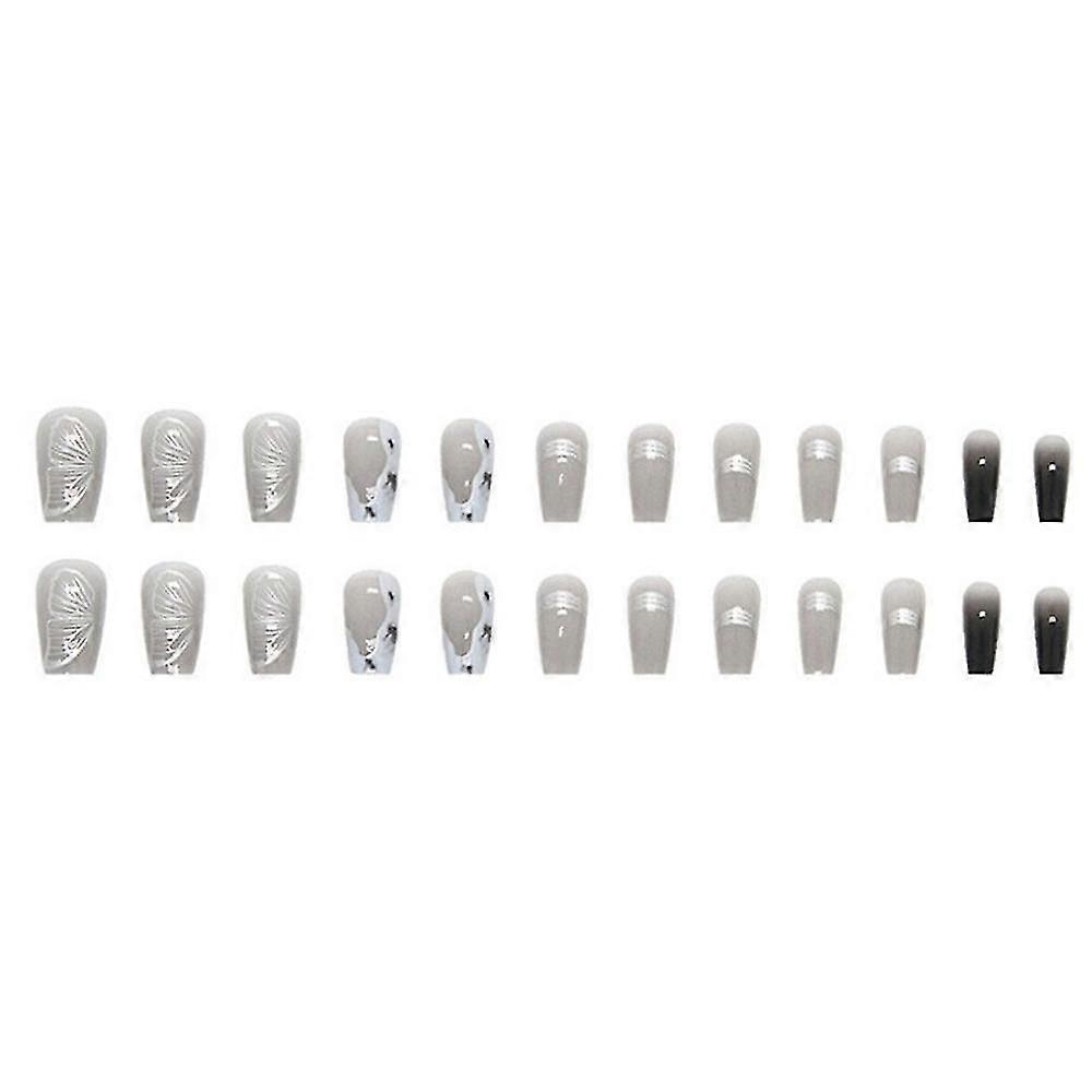 Cold Gradient Fake Nails-long Magic Mirror Powder Butterfly Fake Nails