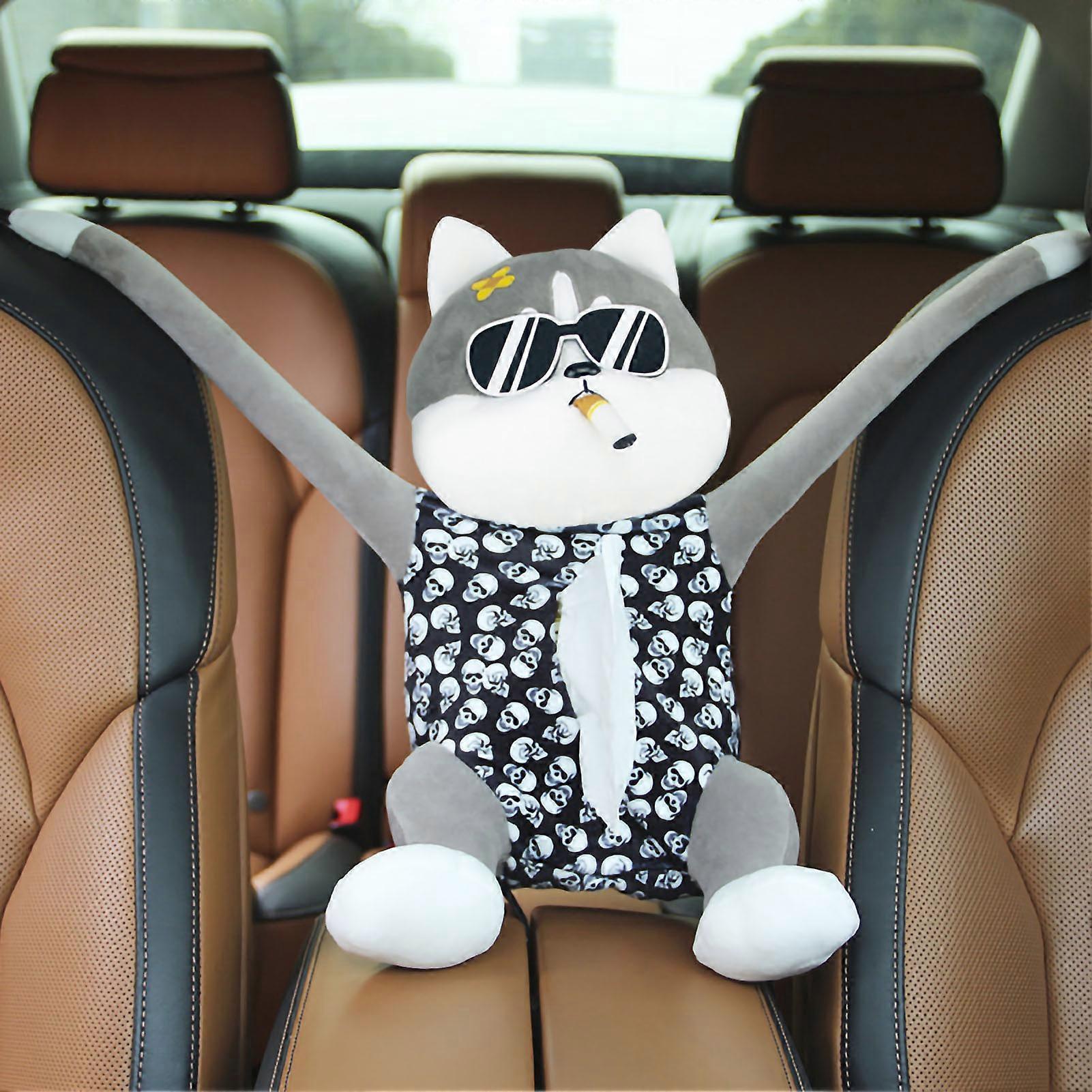 Plush Tissue Box Cute Cartoon Tissue Container Hanging Hook Multipurpose for Home Car Armrest Between Back Seat Type 1