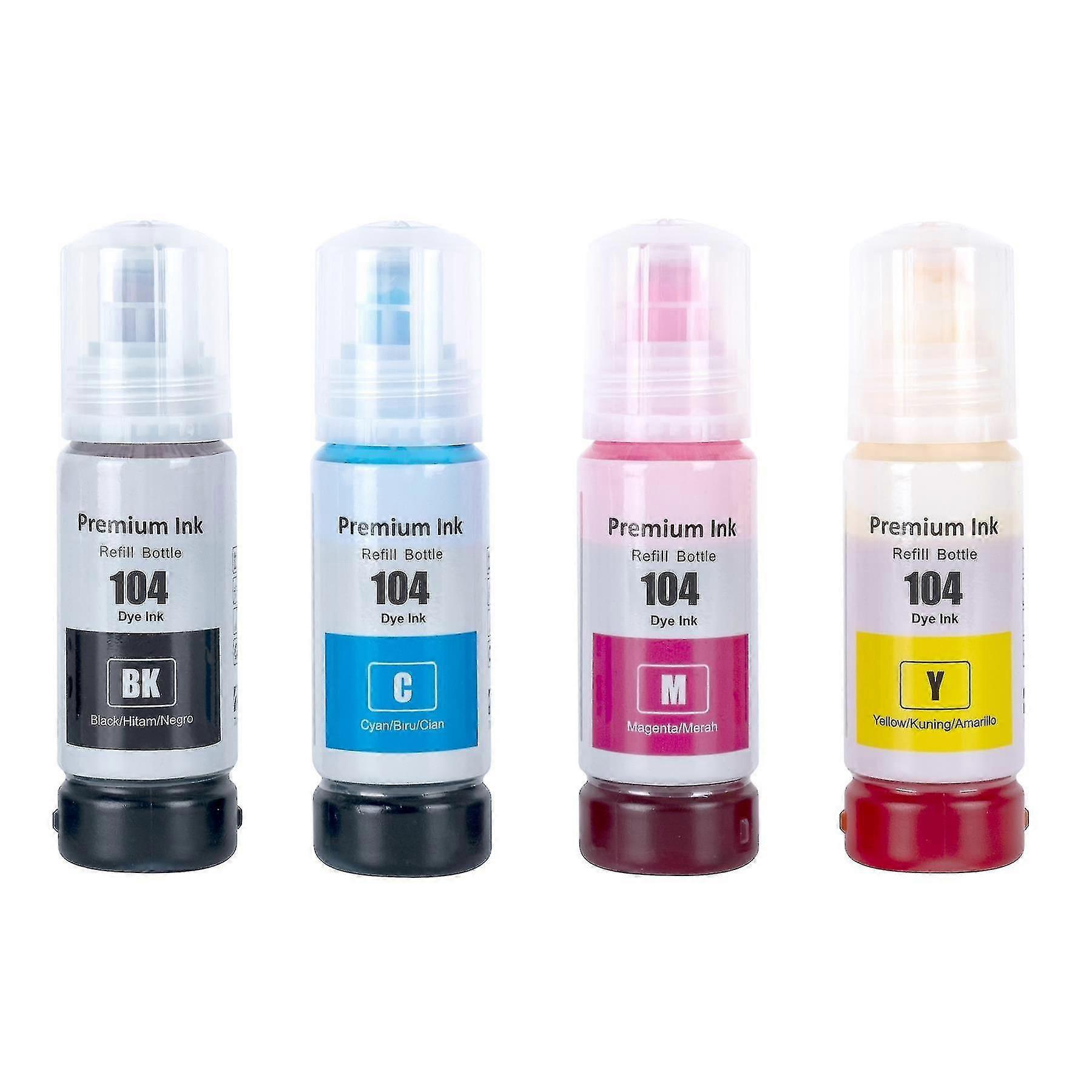 Set Of 4 Ink Bottles 70ml To Replace Epson 104 Compatible/non-oem From Go Inks