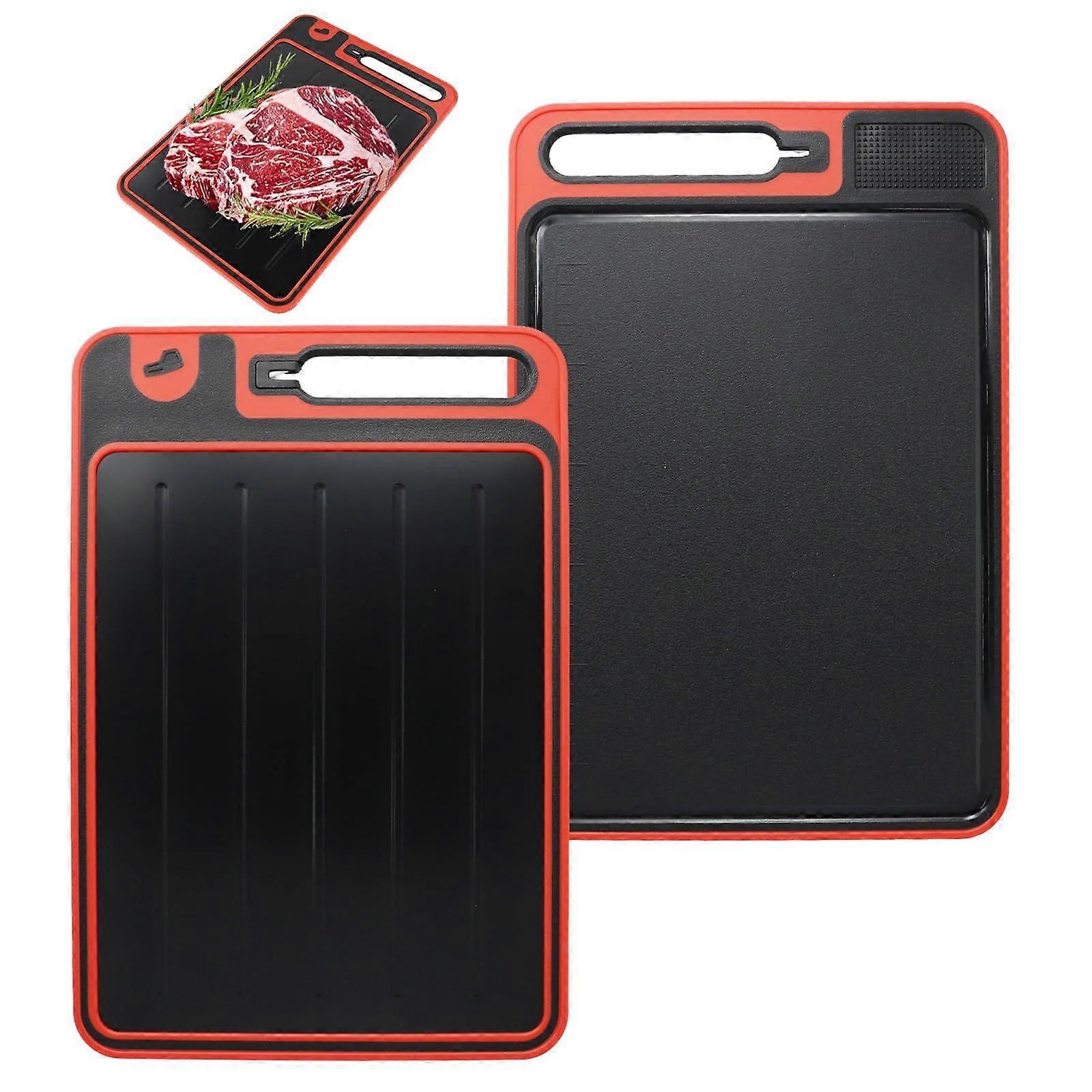 4-in-1 Miracle Melt Defrosting Tray, Double-Sided Chopping Board with Grater & Knife Sharpener, Fast Thawing for Frozen Food & Meat