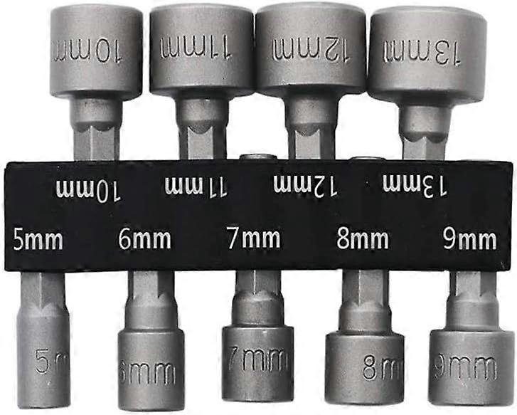 9pcs Power Nuts Driver Drill Bit Tools Set Metric Socket Wrench Screw 5mm~13mm Driver Hex Keys
