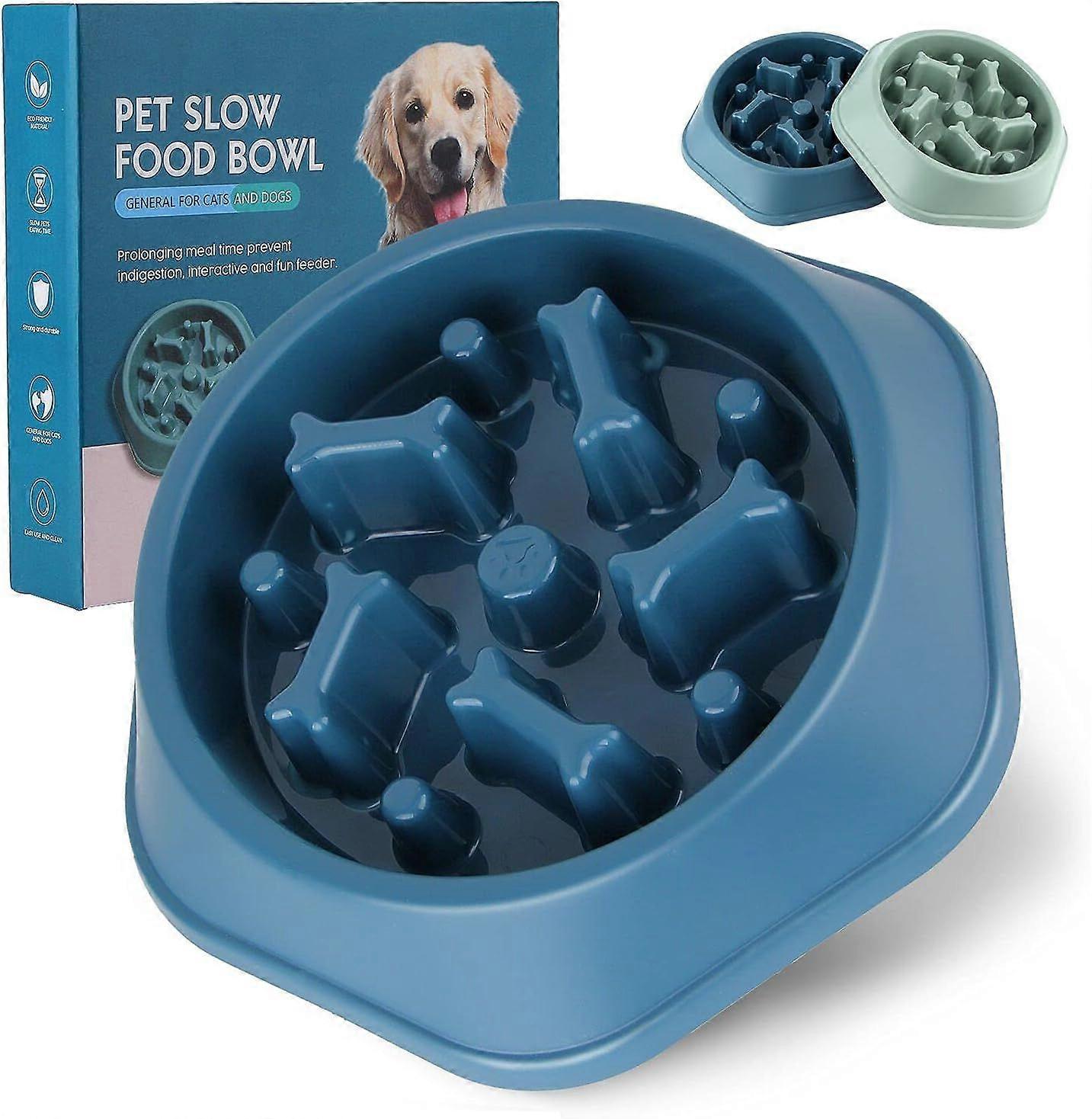 Slow feeding dog bowl, fun feeder  blue