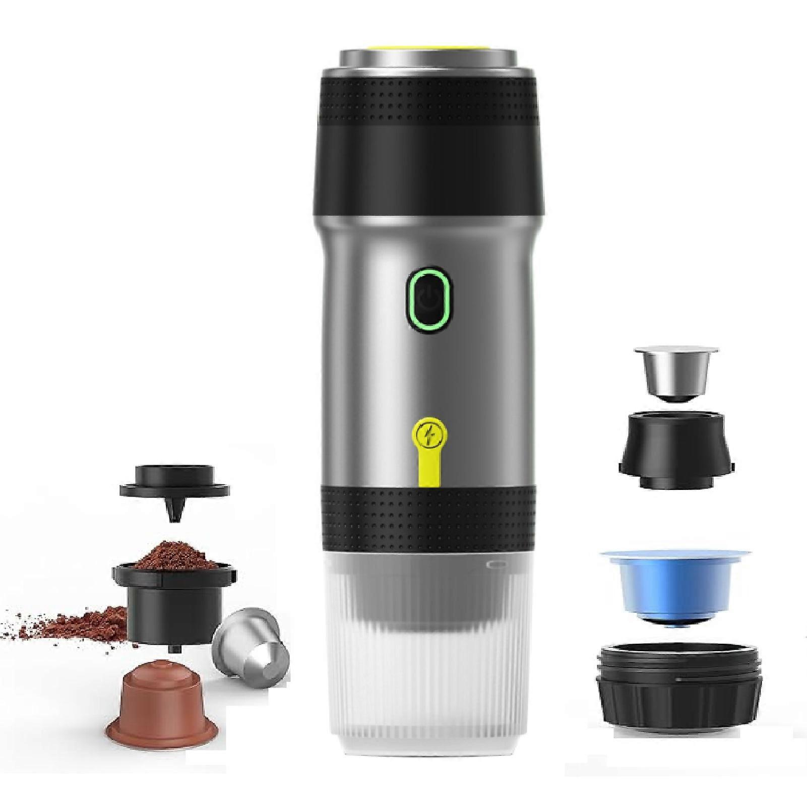 Kannettavat sähköiset espressokeittimet, 3-in-1 matkakahvinkeitin retkeilyautoon, USB-lataus ja langaton lämmitys, ihanteellinen matkailuautoon, patikointiin, toimistoon