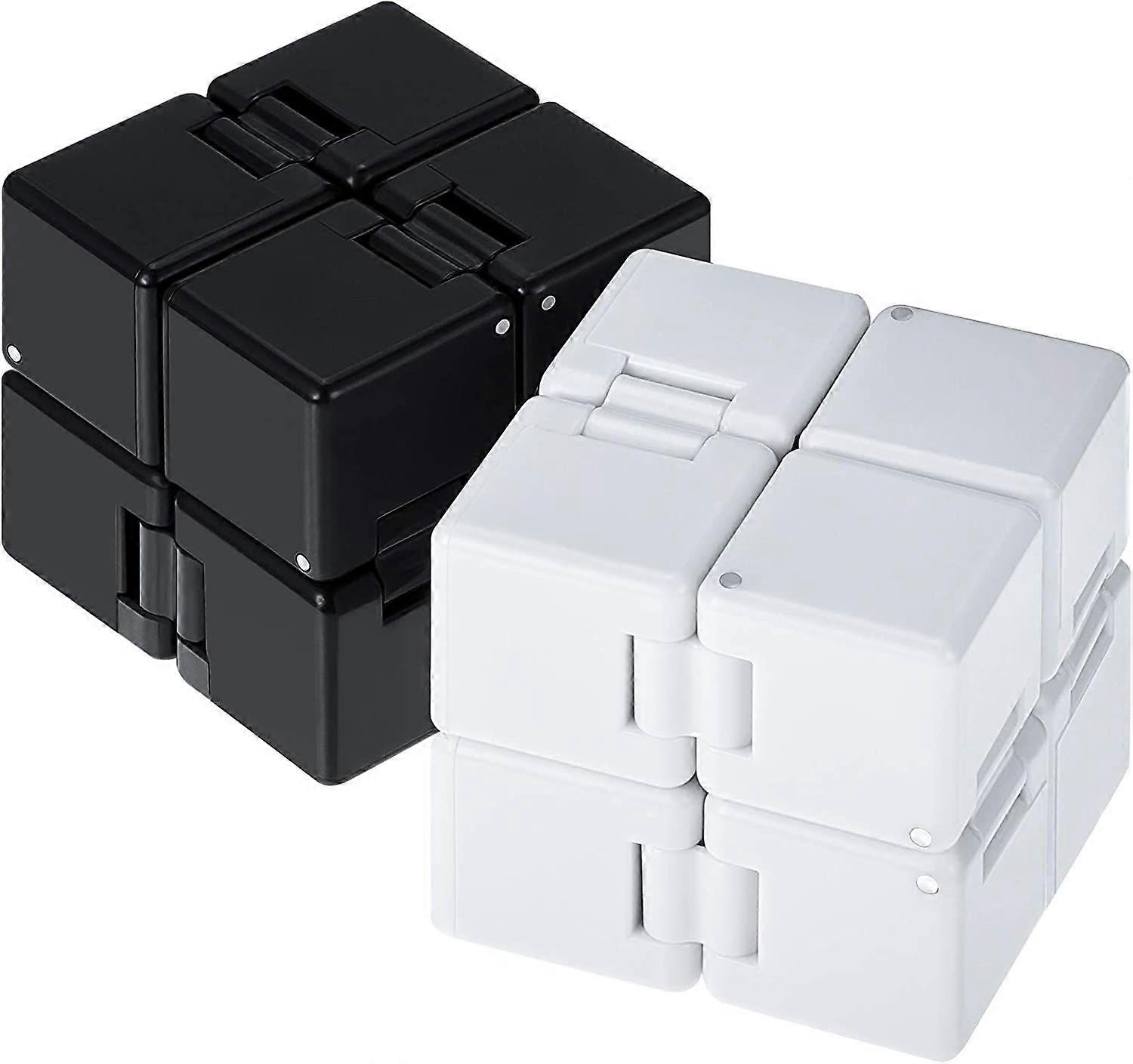 2 Packs Infinity Cube Toys Fidget Blocks, Mini Infinity Cube Desk Toy Stress Relief Toys, Cube ADHD Desk Toy for Adults, Sensory Toys for Autistic (Bl