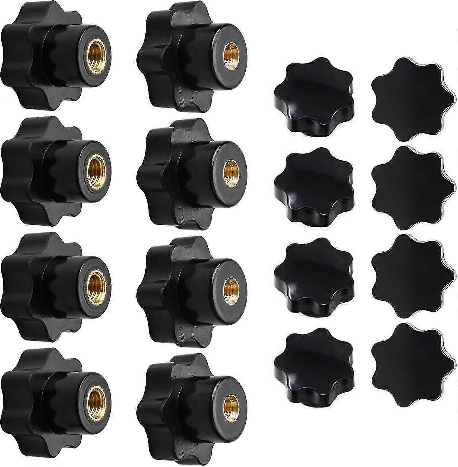 Star-Shaped Plastic Knobs with Female Thread, Pack of 16