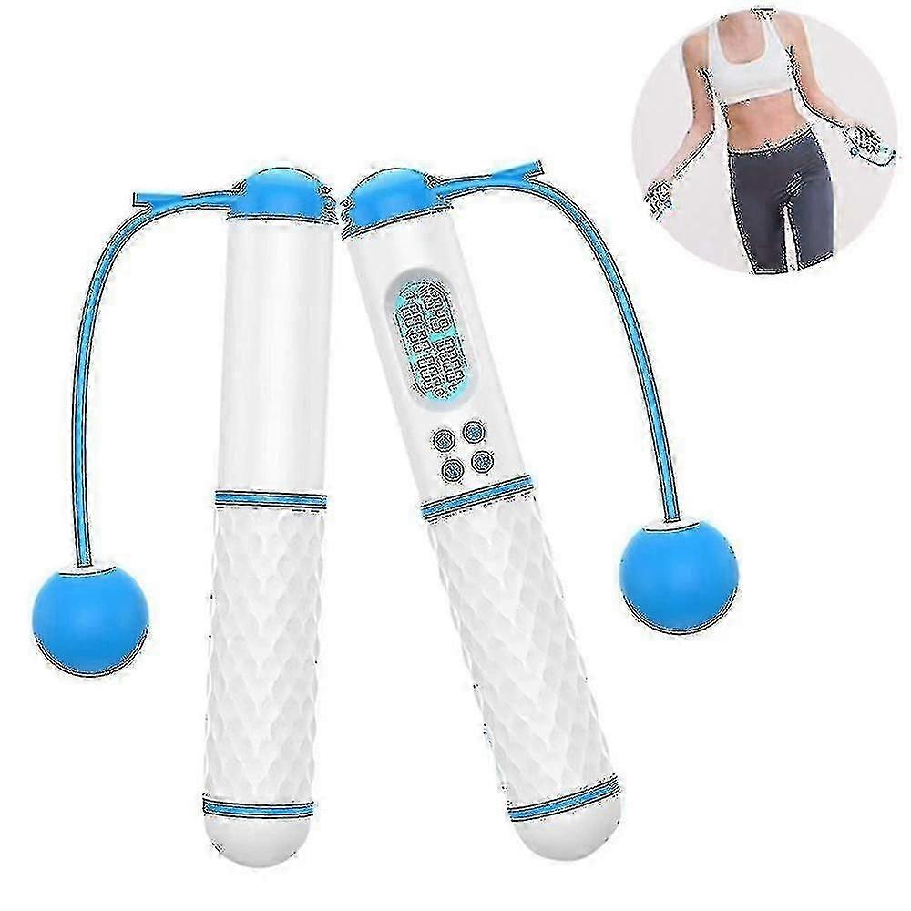 Skipping Rope, Digital Weighted Cordless Skipping Rope, Adjustable White And Blue