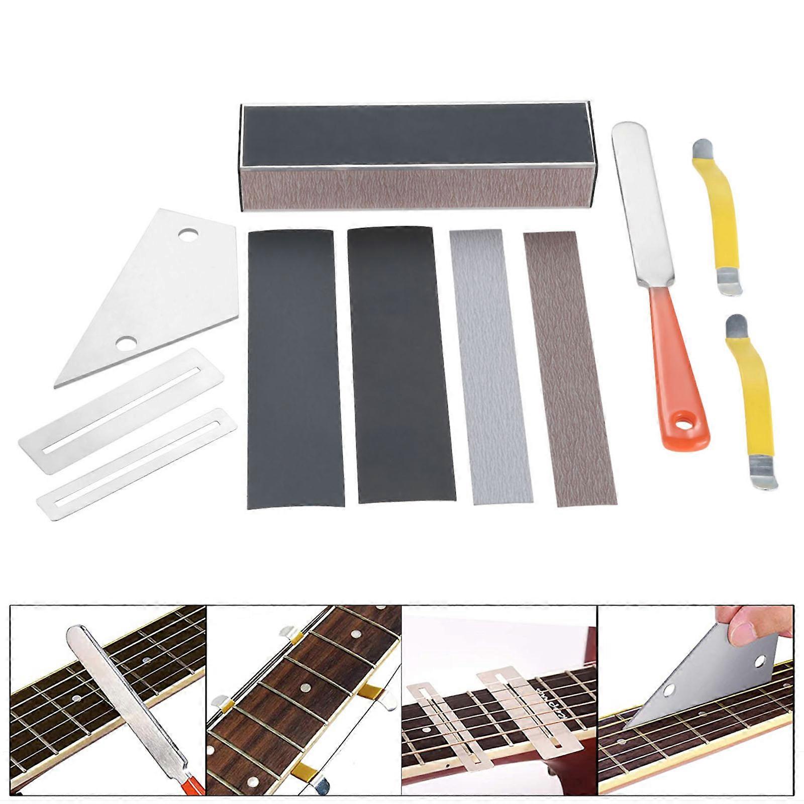 Guitar Kit Tool for Luthiers, Guitar File, Fret Sander, Fret Beam, Fingerboard Protector, String Spreaders, Sand Papers