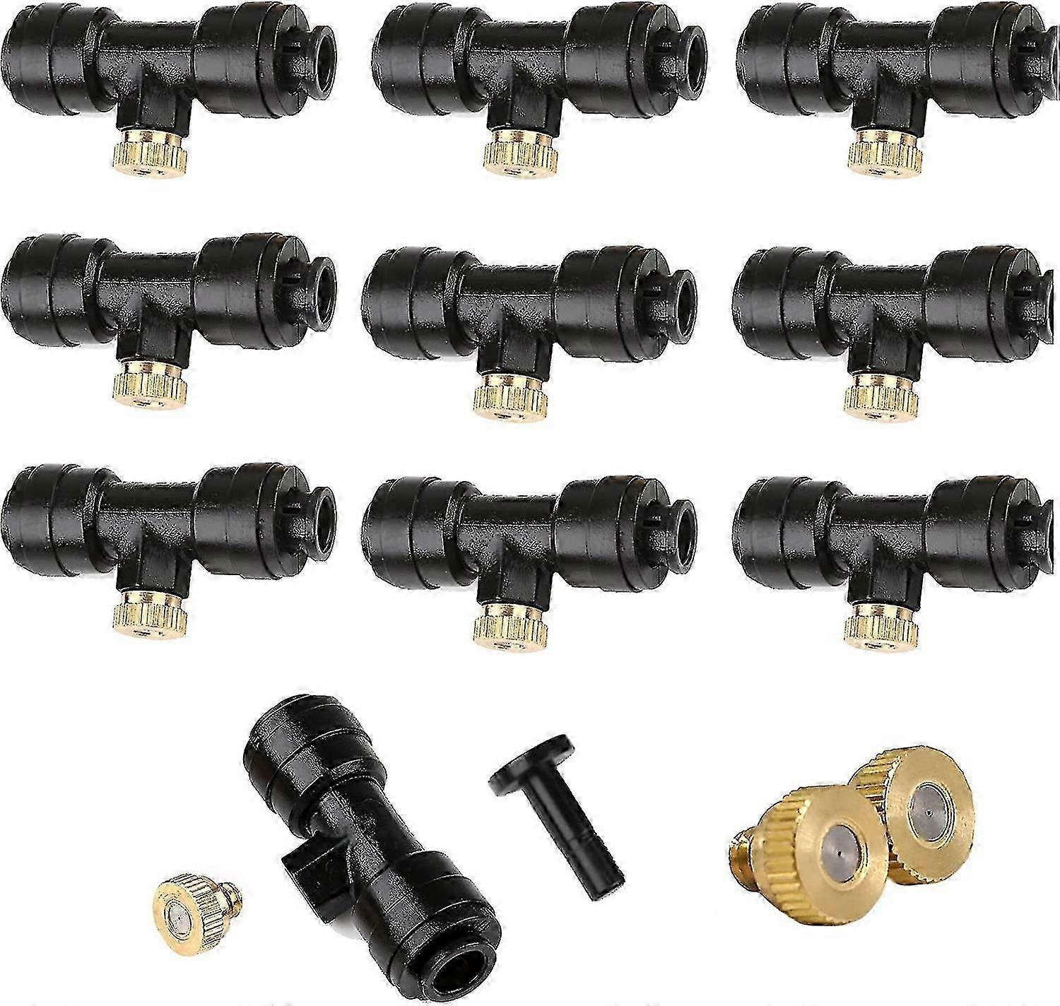 1 4' Slide Lock Mist Nozzle Kit 12x Brass Mister Nozzle 0.3mm 10 24 Unc+ 10x Nozzle Tee+ 1x Plug