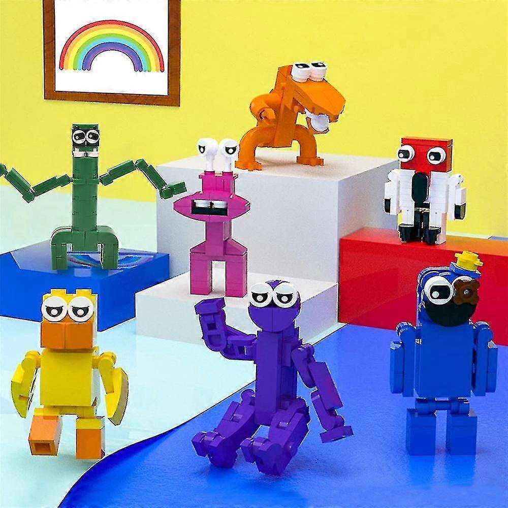 7st Rainbow Friends Mini byggklossar set, 7 färger Minifigurer Byggklossar Julklappar festförmån för pojkar och flickor