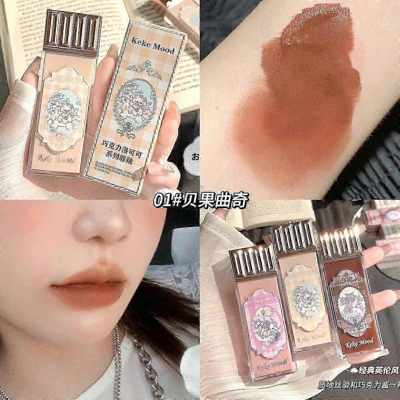 Matte Nude Lip Gloss Set, 9 Colors Silky Velvet Lipstick with Cute Chocolate Shape Package, Non-stick Cup Long Lasting Waterproof Lip Tint, Daily Prof