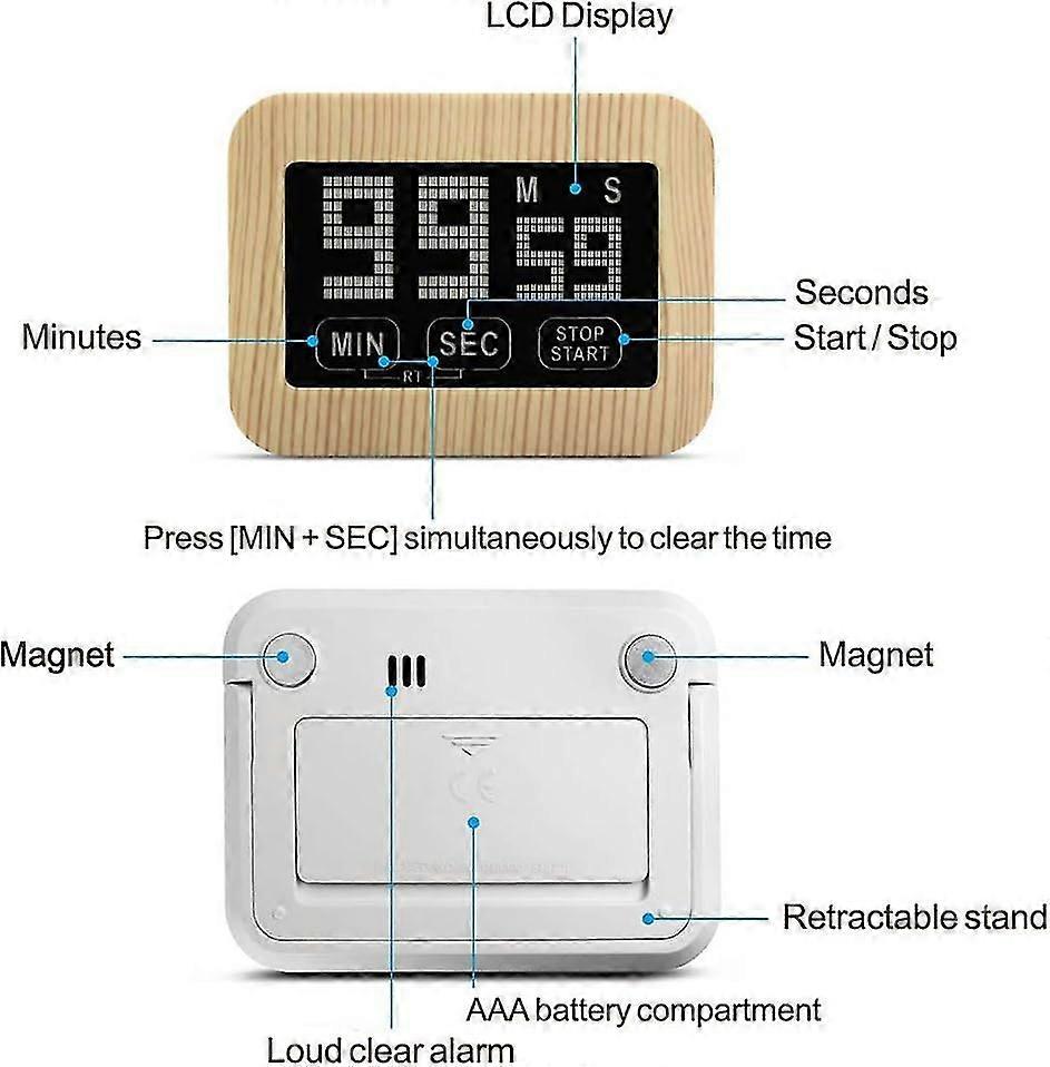 Digital Kitchen Timer Electronic Egg Timer Stopwatch Kitchen Timer With Lcd Touch Screen And Stand, Countdown Timer