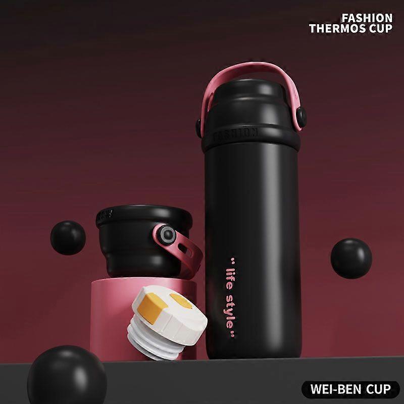 Insulated Water Bottles with Lids,17oz Stainless Steel Metal Water Bottle,Leak Proof BPA Free-Black